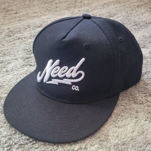 black and white Need Co. snapback hat